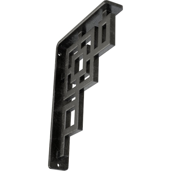 Ekena Millwork Eris Wrought Iron Bracket, (Single center brace), Antiqued Silver 1 1/2"W x 5 1/2"D x 8"H BKTM01X05X08SERASV - main